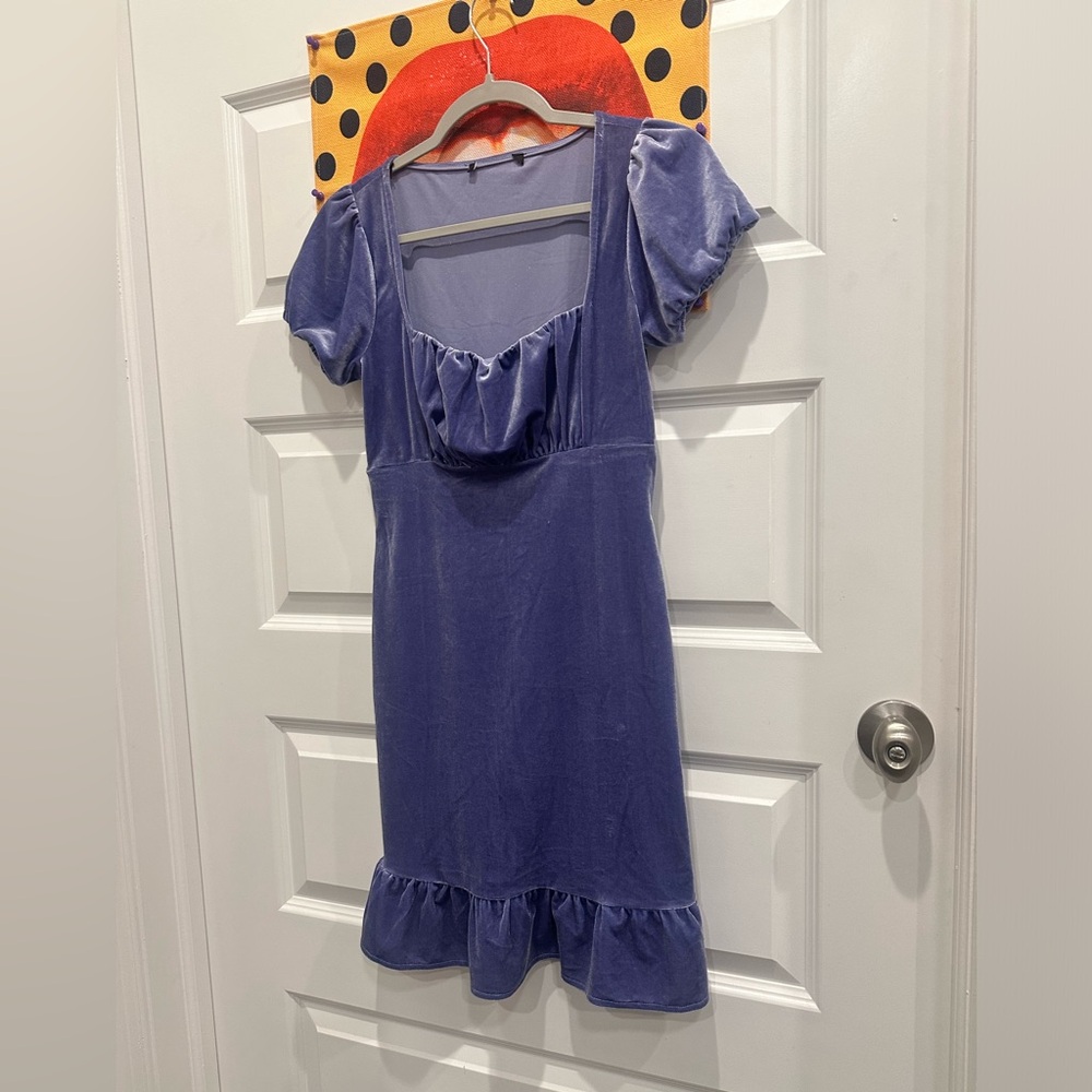 Vintage forever 21 stretchy lavender bodycon babydoll velvet dress. - Picture 12 of 14